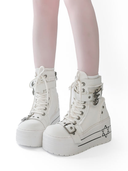 Satanic Contract Booties Subculture Girls' Platform Canvas Booties【s0000014307】