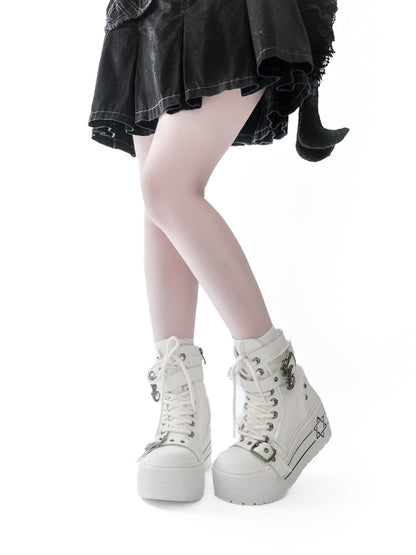 Satanic Contract Booties Subculture Girls' Platform Canvas Booties【s0000014307】