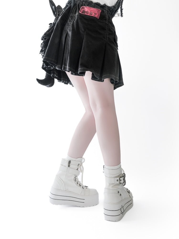 Satanic Contract Booties Subculture Girls' Platform Canvas Booties【s0000014307】