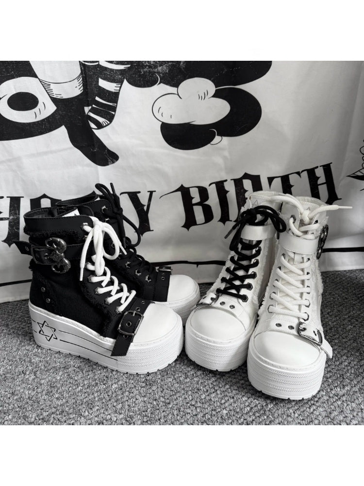 Satanic Contract Booties Subculture Girls' Platform Canvas Booties【s0000014307】