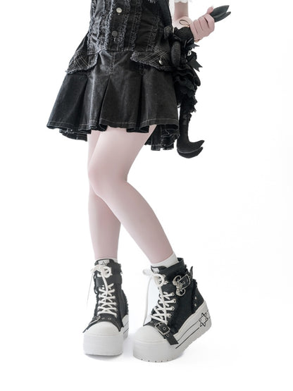 Satanic Contract Booties Subculture Girls' Platform Canvas Booties【s0000014307】