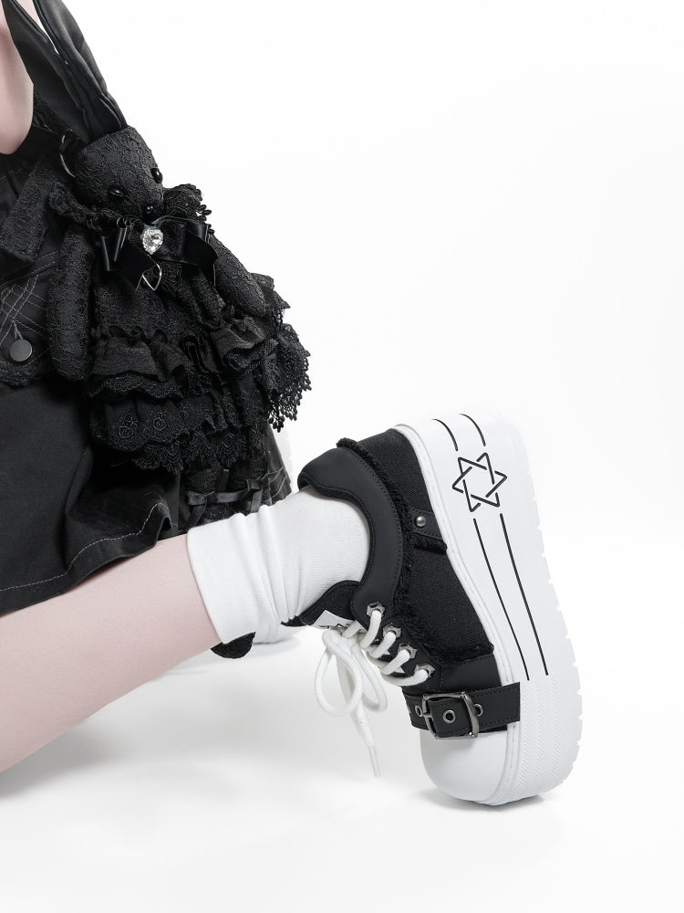 Satan's Contract Low-Top Version Subculture Girl's Platform Canvas Shoes【s0000014309】