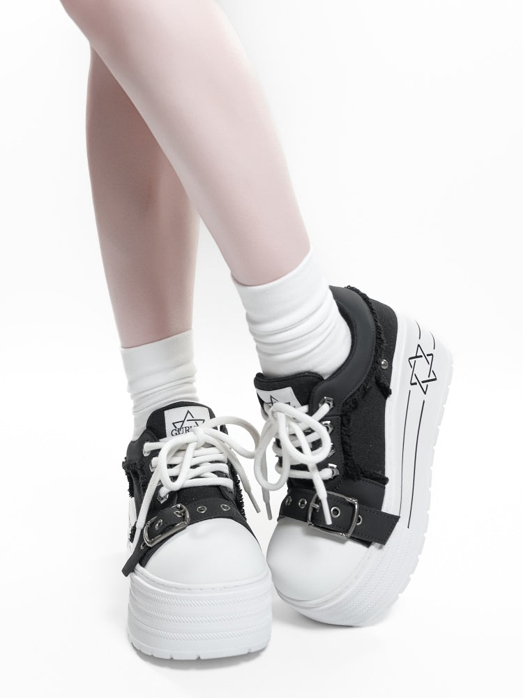 Satan's Contract Low-Top Version Subculture Girl's Platform Canvas Shoes【s0000014309】