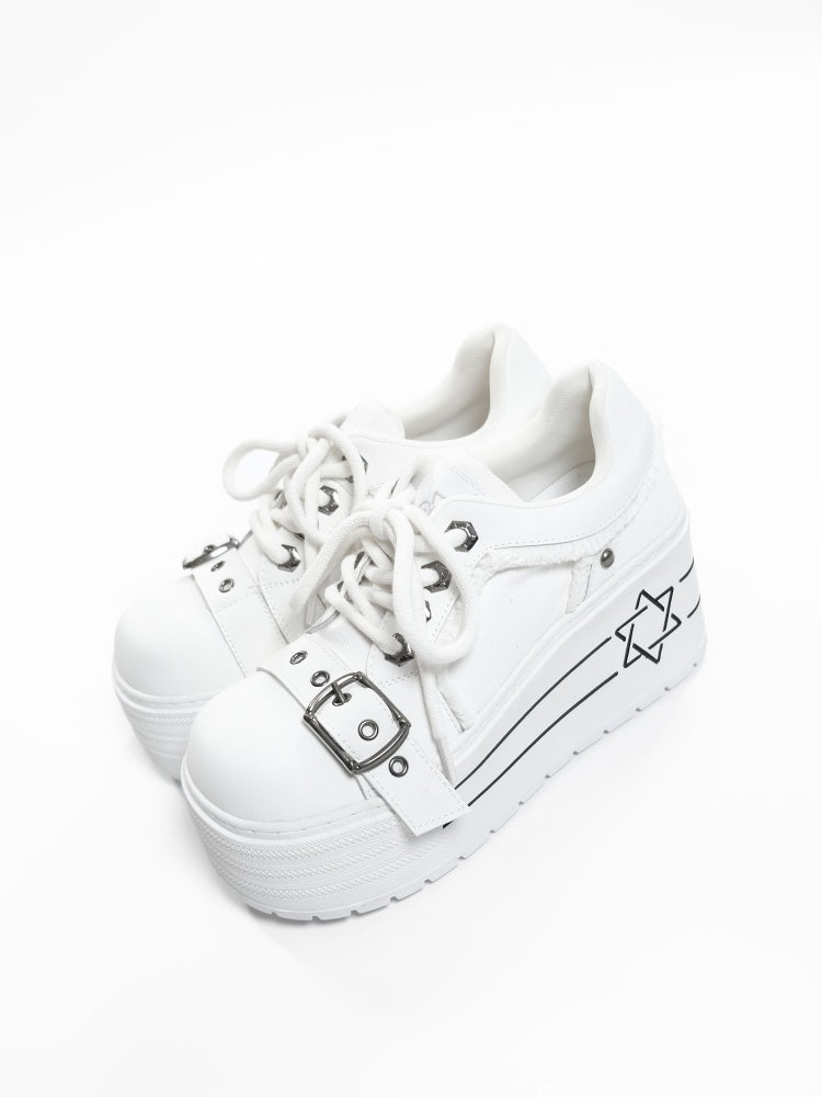 Satan's Contract Low-Top Version Subculture Girl's Platform Canvas Shoes【s0000014309】