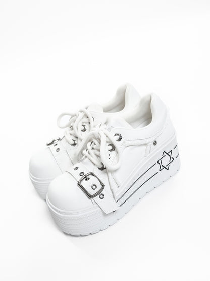 Satan's Contract Low-Top Version Subculture Girl's Platform Canvas Shoes【s0000014309】