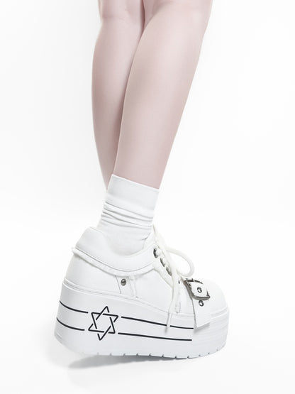 Satan's Contract Low-Top Version Subculture Girl's Platform Canvas Shoes【s0000014309】