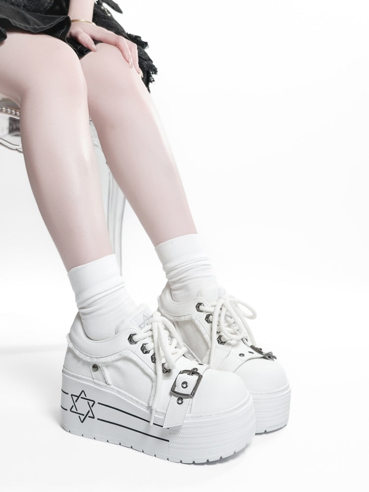 Satan's Contract Low-Top Version Subculture Girl's Platform Canvas Shoes【s0000014309】