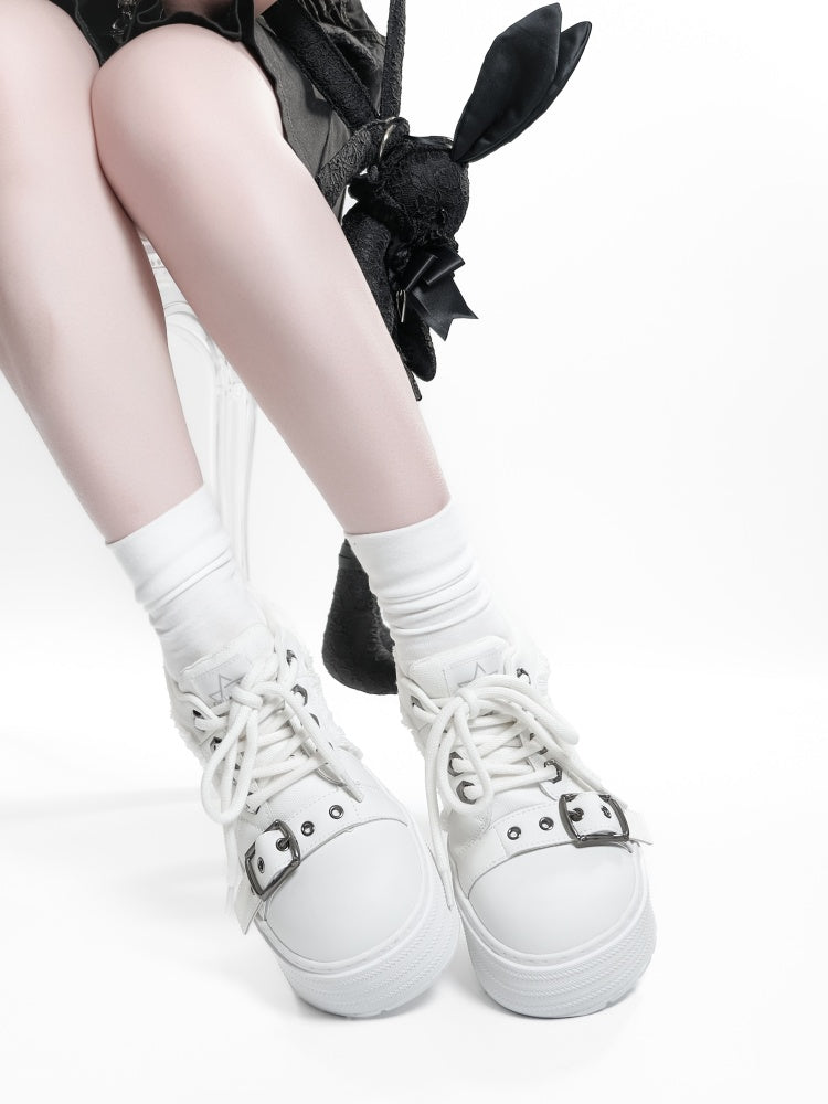 Satan's Contract Low-Top Version Subculture Girl's Platform Canvas Shoes【s0000014309】
