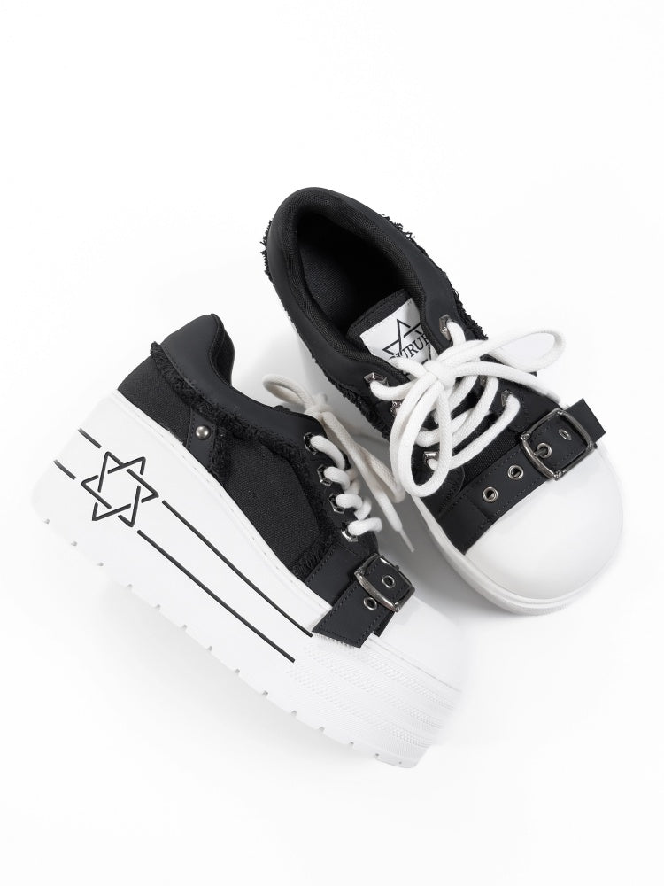 Satan's Contract Low-Top Version Subculture Girl's Platform Canvas Shoes【s0000014309】