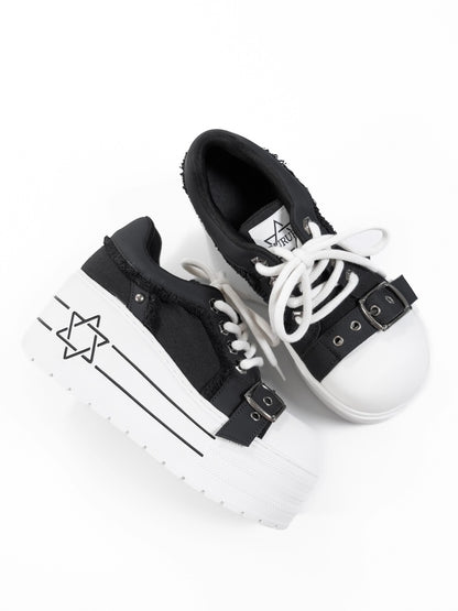 Satan's Contract Low-Top Version Subculture Girl's Platform Canvas Shoes【s0000014309】