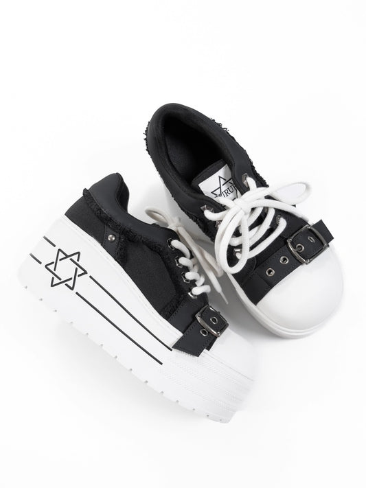 Satan's Contract Low-Top Version Subculture Girl's Platform Canvas Shoes【s0000014309】