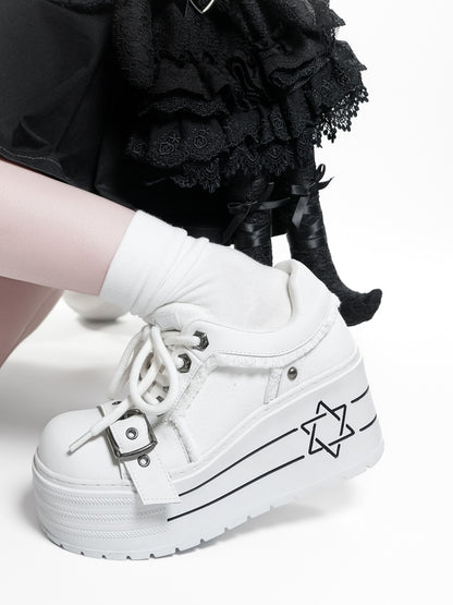 Satan's Contract Low-Top Version Subculture Girl's Platform Canvas Shoes【s0000014309】
