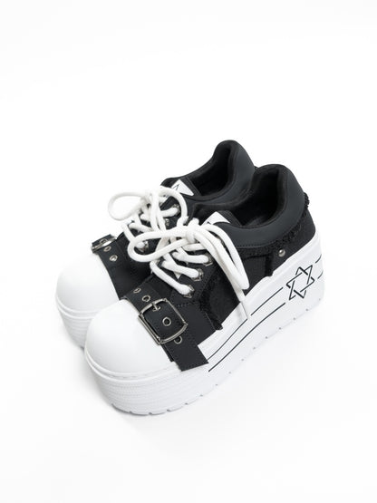 Satan's Contract Low-Top Version Subculture Girl's Platform Canvas Shoes【s0000014309】