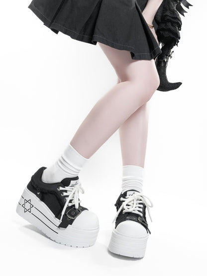 Satan's Contract Low-Top Version Subculture Girl's Platform Canvas Shoes【s0000014309】