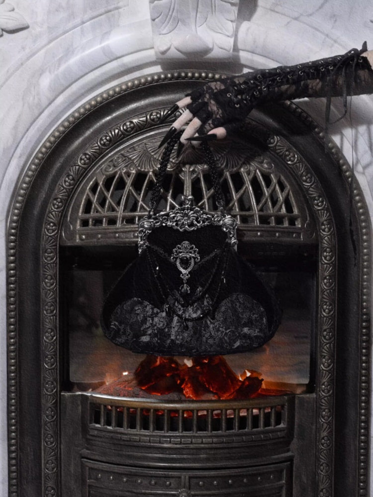 Day Of Mourning Gothic Gorgeous European Style Glitter Diamond Velvet Bat Handbag Halloween【s0000014310】