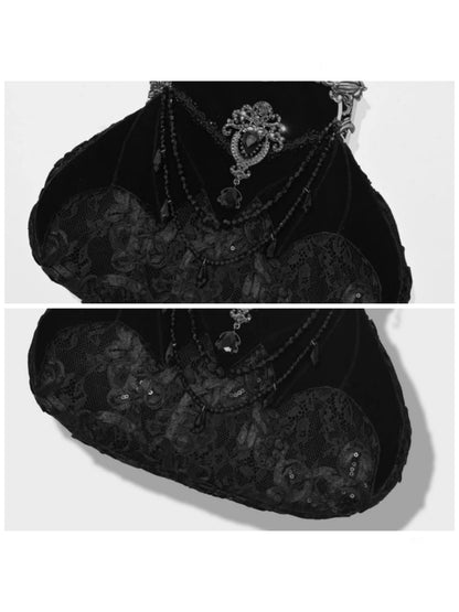 Day Of Mourning Gothic Gorgeous European Style Glitter Diamond Velvet Bat Handbag Halloween【s0000014310】