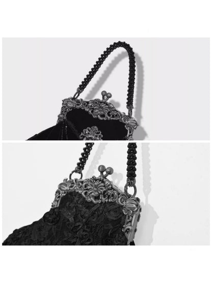 Day Of Mourning Gothic Gorgeous European Style Glitter Diamond Velvet Bat Handbag Halloween【s0000014310】