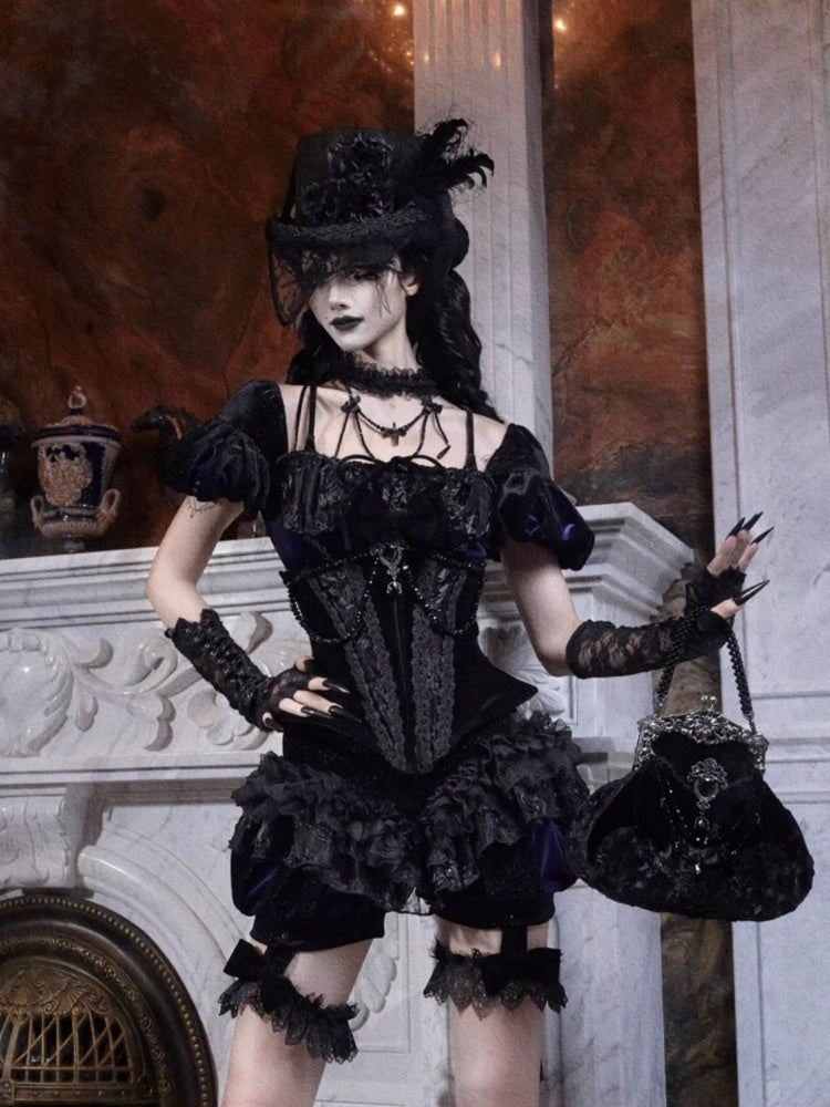 Day Of Mourning Gothic Gorgeous European Style Glitter Diamond Velvet Bat Handbag Halloween【s0000014310】