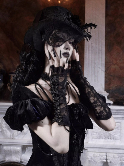 Day Of Mourning Gothic Style Flat Top Strap Duke Wool Hat Halloween【s0000014313】