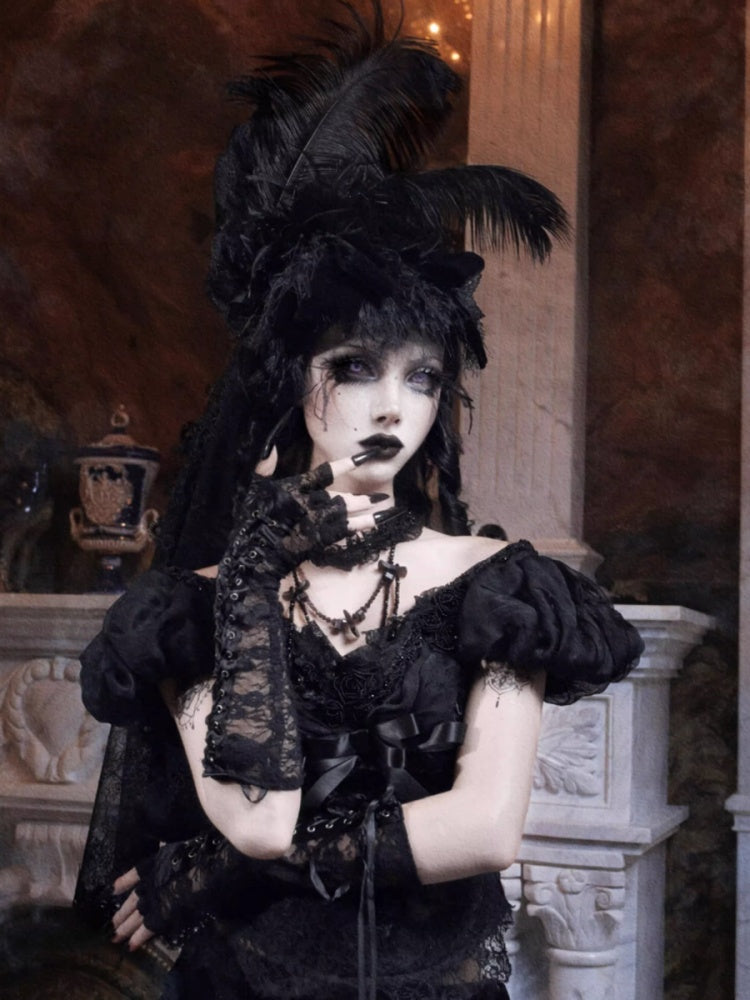 Day Of Mourning Widow Heavy Industry European Style Gothic Detachable Veil Top Hat Halloween【s0000014314】