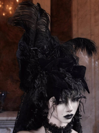Day Of Mourning Widow Heavy Industry European Style Gothic Detachable Veil Top Hat Halloween【s0000014314】