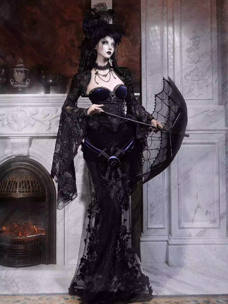 Day Of Mourning Widow Heavy Industry European Style Gothic Detachable Veil Top Hat Halloween【s0000014314】