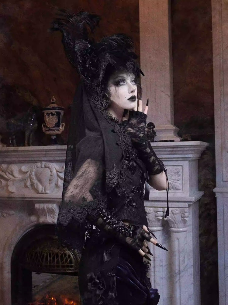 Day Of Mourning Widow Heavy Industry European Style Gothic Detachable Veil Top Hat Halloween【s0000014314】