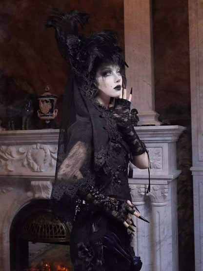 Day Of Mourning Widow Heavy Industry European Style Gothic Detachable Veil Top Hat Halloween【s0000014314】