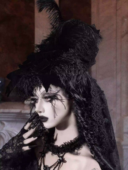 Day Of Mourning Widow Heavy Industry European Style Gothic Detachable Veil Top Hat Halloween【s0000014314】