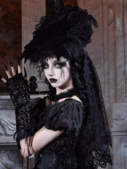 Day Of Mourning Widow Heavy Industry European Style Gothic Detachable Veil Top Hat Halloween【s0000014314】