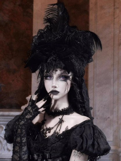 Day Of Mourning Widow Heavy Industry European Style Gothic Detachable Veil Top Hat Halloween【s0000014314】