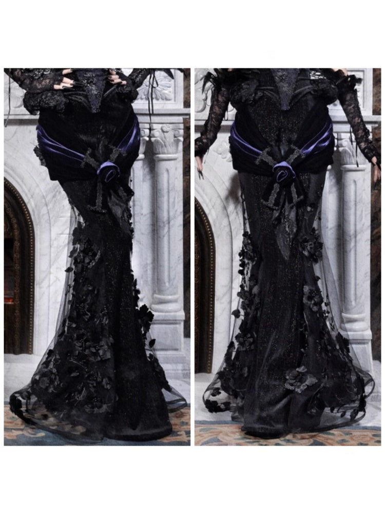 Day Of Mourning Gothic Gorgeous Embroidered Mermaid Skirt Dress Long Skirt Halloween【s0000014317】