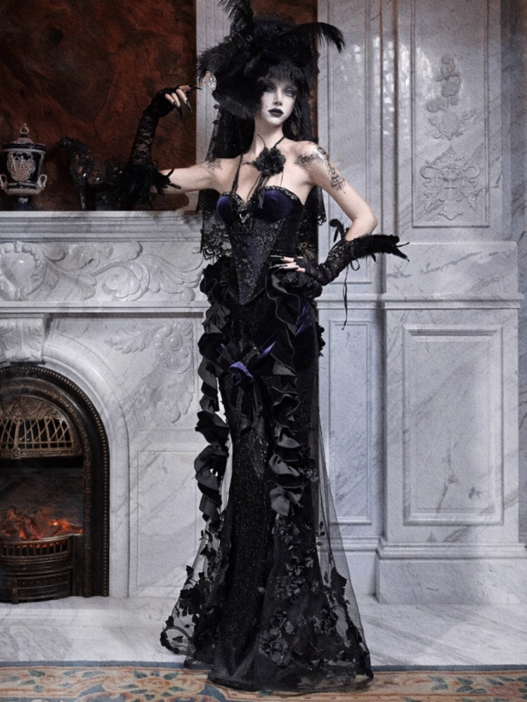 Day Of Mourning Gothic Gorgeous Embroidered Mermaid Skirt Dress Long Skirt Halloween【s0000014317】