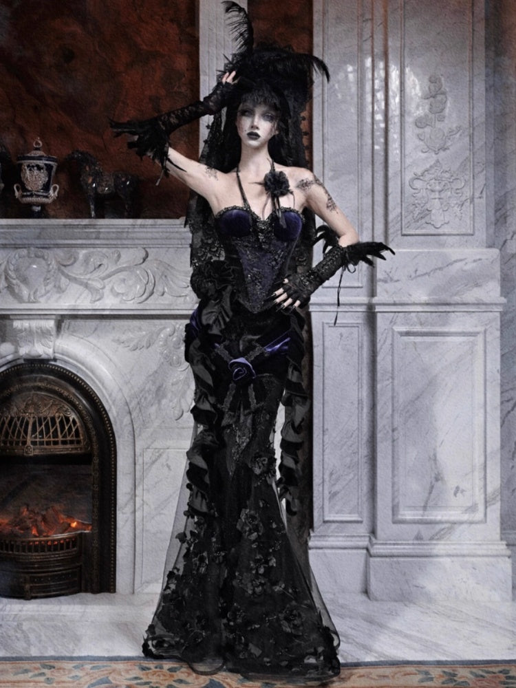 Day Of Mourning Gothic Gorgeous Embroidered Mermaid Skirt Dress Long Skirt Halloween【s0000014317】