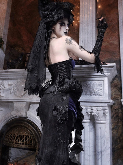 Day Of Mourning Gothic Gorgeous Embroidered Mermaid Skirt Dress Long Skirt Halloween【s0000014317】