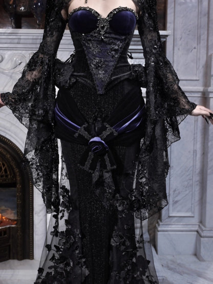 Day Of Mourning Gothic Gorgeous Embroidered Mermaid Skirt Dress Long Skirt Halloween【s0000014317】