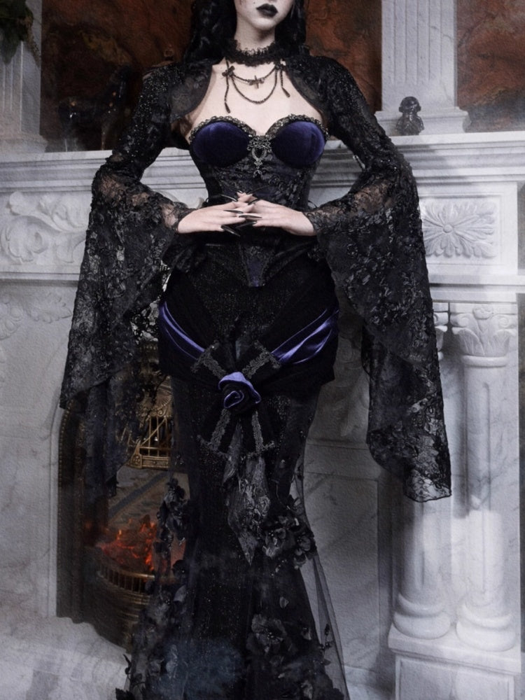 Day Of Mourning Gothic Gorgeous Embroidered Mermaid Skirt Dress Long Skirt Halloween【s0000014317】