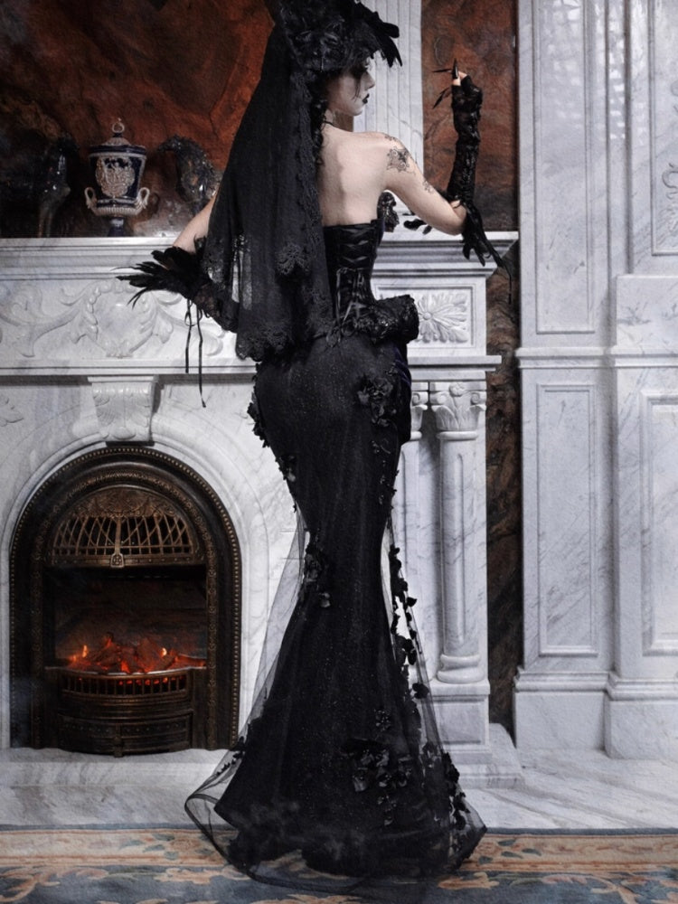 Day Of Mourning Gothic Gorgeous Embroidered Mermaid Skirt Dress Long Skirt Halloween【s0000014317】