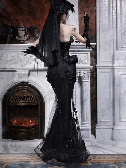 Day Of Mourning Gothic Gorgeous Embroidered Mermaid Skirt Dress Long Skirt Halloween【s0000014317】
