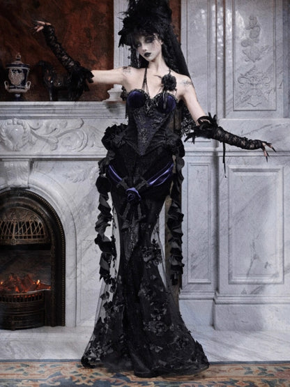 Day Of Mourning Gothic Gorgeous Embroidered Mermaid Skirt Dress Long Skirt Halloween【s0000014317】