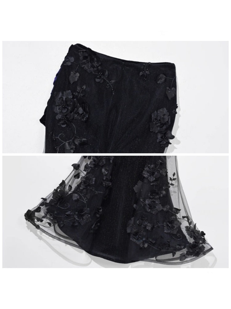 Day Of Mourning Gothic Gorgeous Embroidered Mermaid Skirt Dress Long Skirt Halloween【s0000014317】