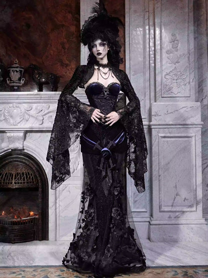 Day Of Mourning Gothic Gorgeous Embroidered Mermaid Skirt Dress Long Skirt Halloween【s0000014317】