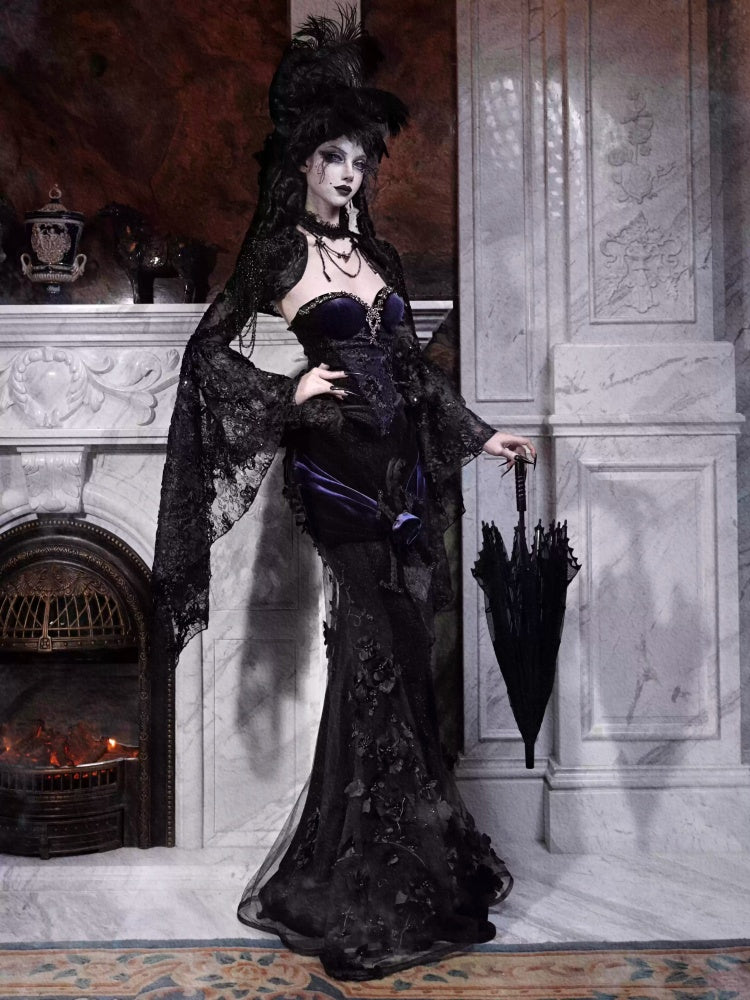Day Of Mourning Gothic Gorgeous Embroidered Mermaid Skirt Dress Long Skirt Halloween【s0000014317】