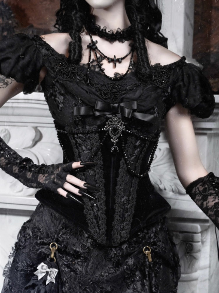 Eros's Magic Box Gothic Fishbone Corset Velvet Versatile Waist Corset Halloween【s0000014319】