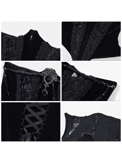 Eros's Magic Box Gothic Fishbone Corset Velvet Versatile Waist Corset Halloween【s0000014319】
