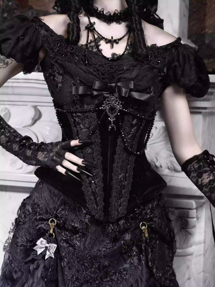 Eros's Magic Box Gothic Fishbone Corset Velvet Versatile Waist Corset Halloween【s0000014319】