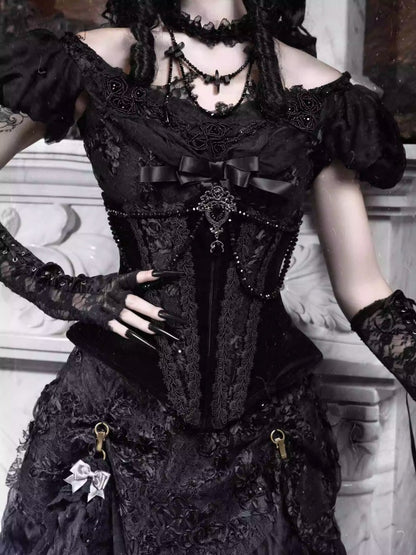 Eros's Magic Box Gothic Fishbone Corset Velvet Versatile Waist Corset Halloween【s0000014319】