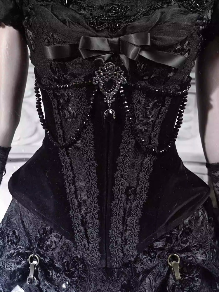 Eros's Magic Box Gothic Fishbone Corset Velvet Versatile Waist Corset Halloween【s0000014319】