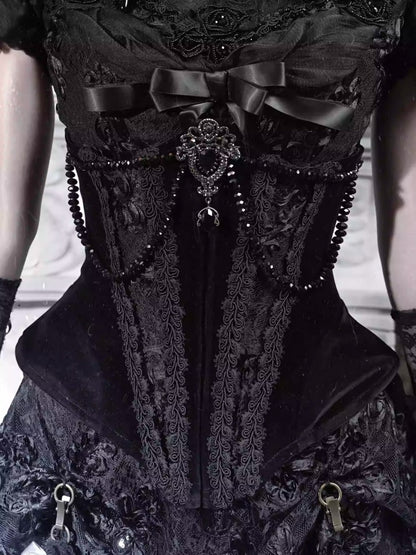 Eros's Magic Box Gothic Fishbone Corset Velvet Versatile Waist Corset Halloween【s0000014319】