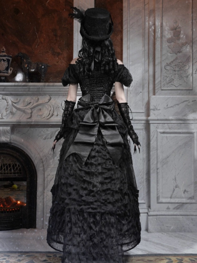 Magic Box Of The God Of Love Edward Goth One-Shoulder Puff Sleeve Mesh Top Halloween【s0000014320】